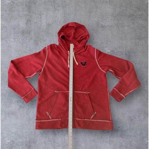 Vtg True Religion Embroidered Big Logo Zip Hoodie Retro Size XXL Red Y2K RARE - Picture 3 of 9